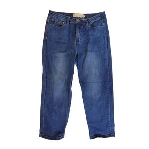 Soft Surroundings Women's Blue Wash Cropped Straight Leg Jeans Size 14P